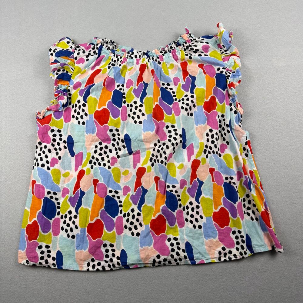 THML Colorful Abstract Ruffle Sleeve Top XL Cotton